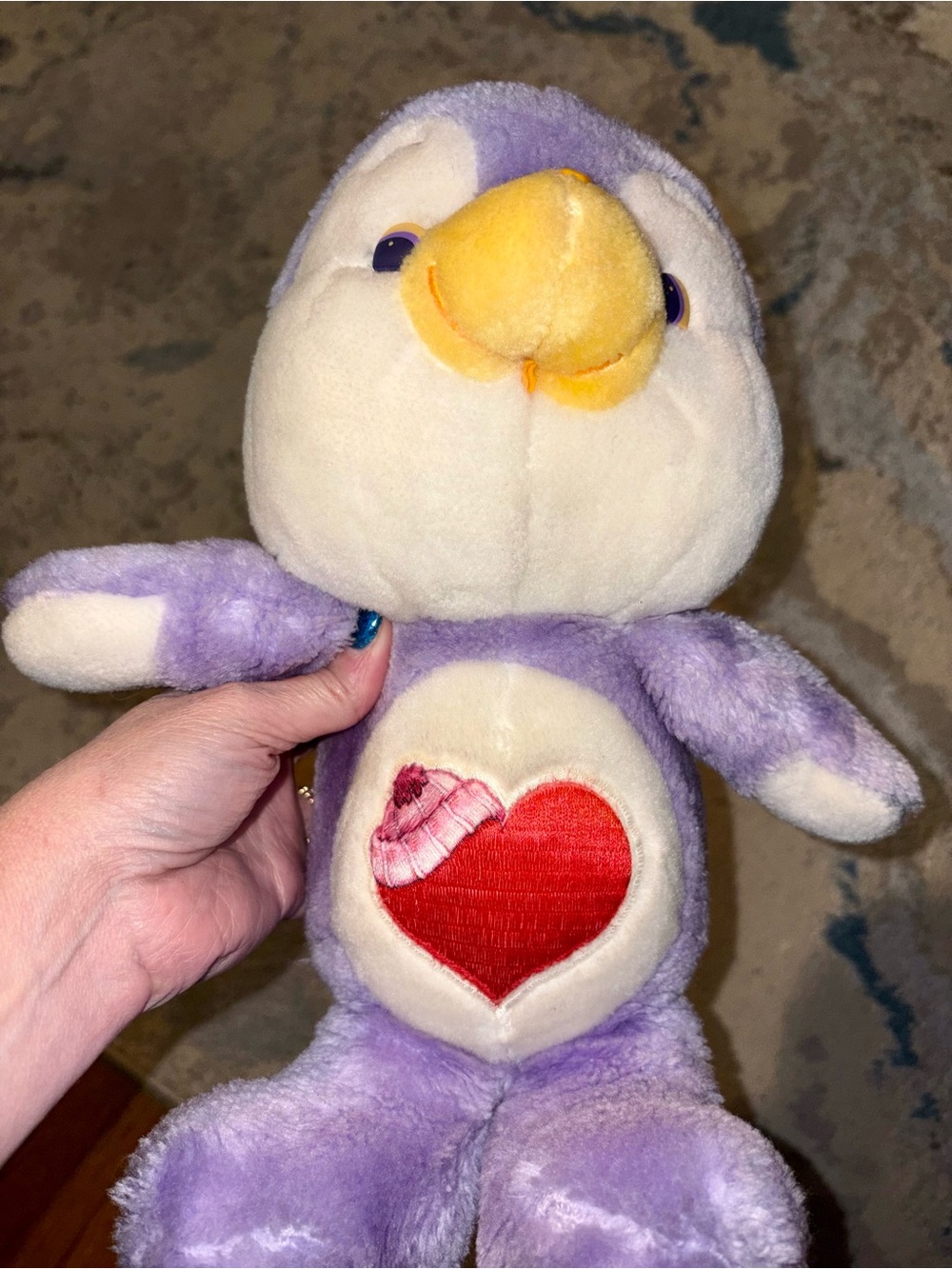 VTG Care Bears Cousins Purple Plush Cozy Heart Penguin 1984 Kenner